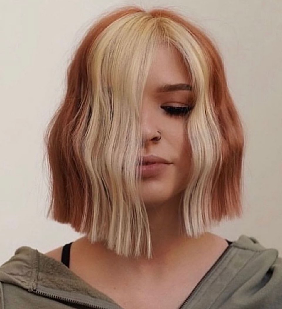 blunt choppy angled bob