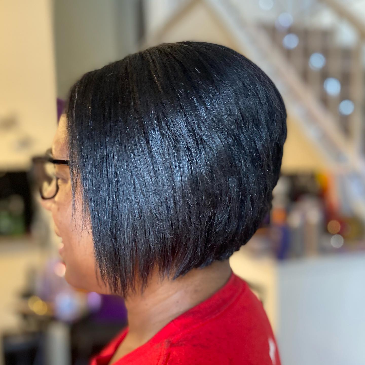 short layered stacked bob