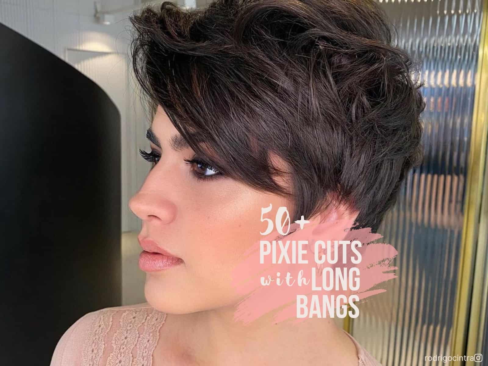 pixie cut with long bangs