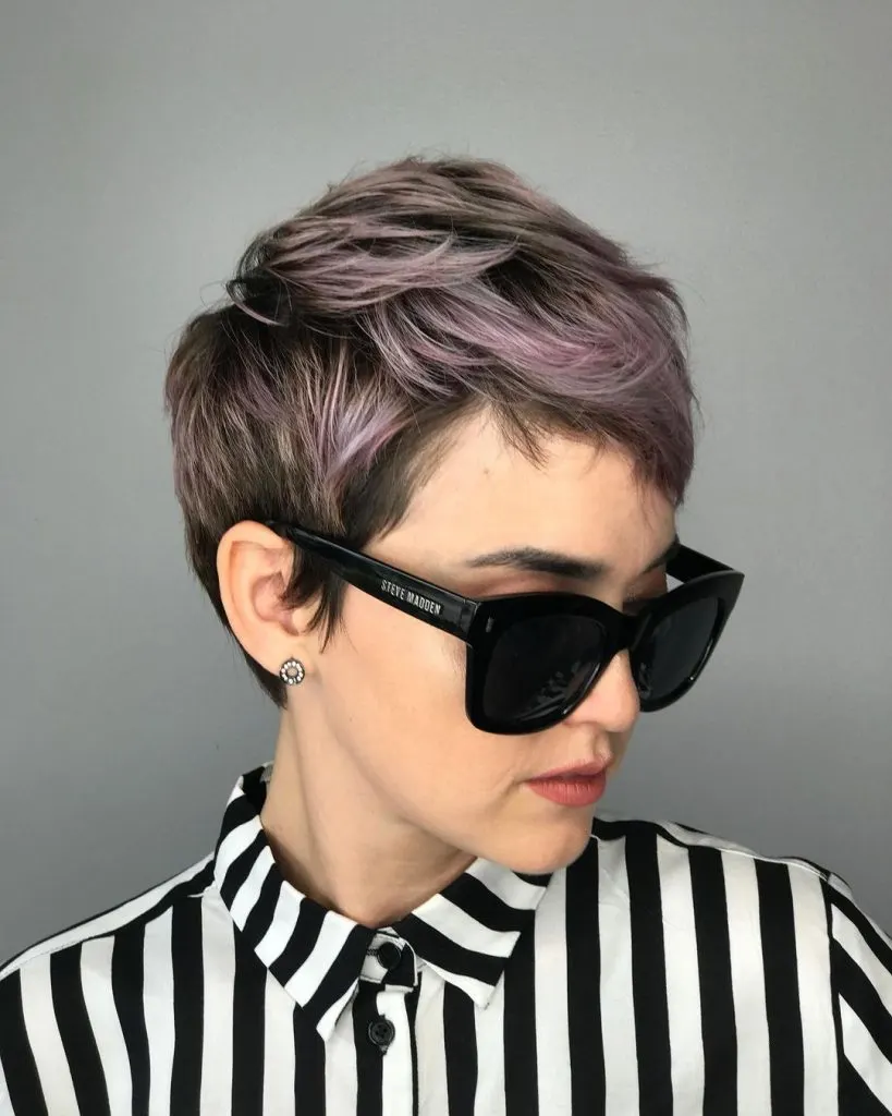 frosted pixie cut with bangs