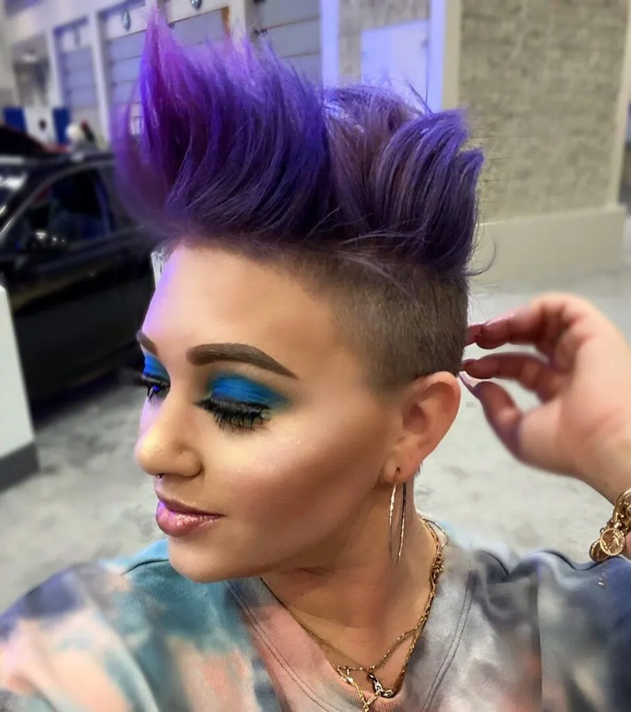 Pixie cut with colored spikes