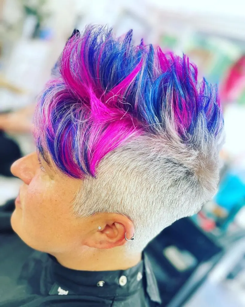 Pixie cut with rainbow bangs