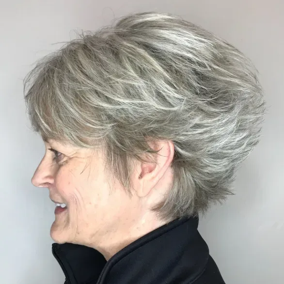 silver Long pixie cut for women over 50