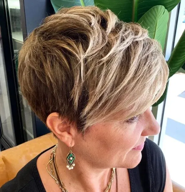 balayage pixie cut for women over 50