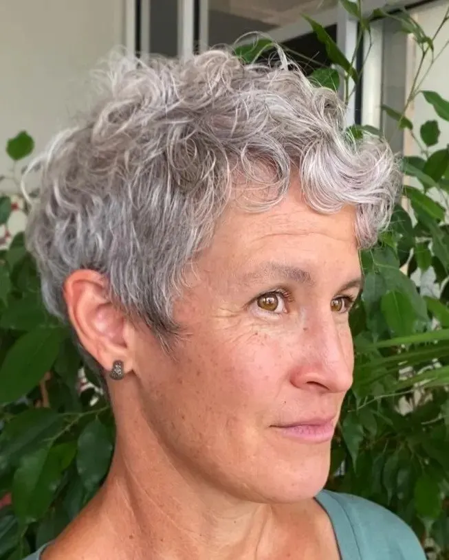 curly pixie cut for older women