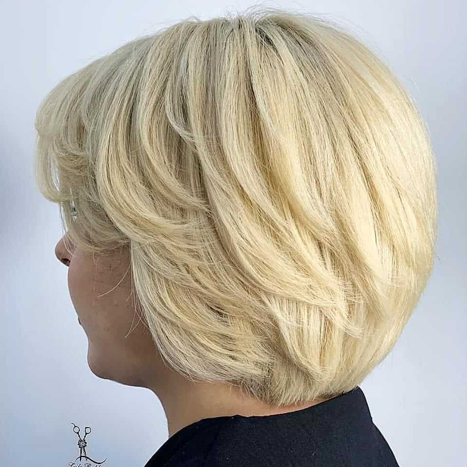 feathered bob with side bangs