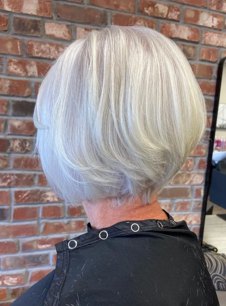 gray stacked bob hairstyle