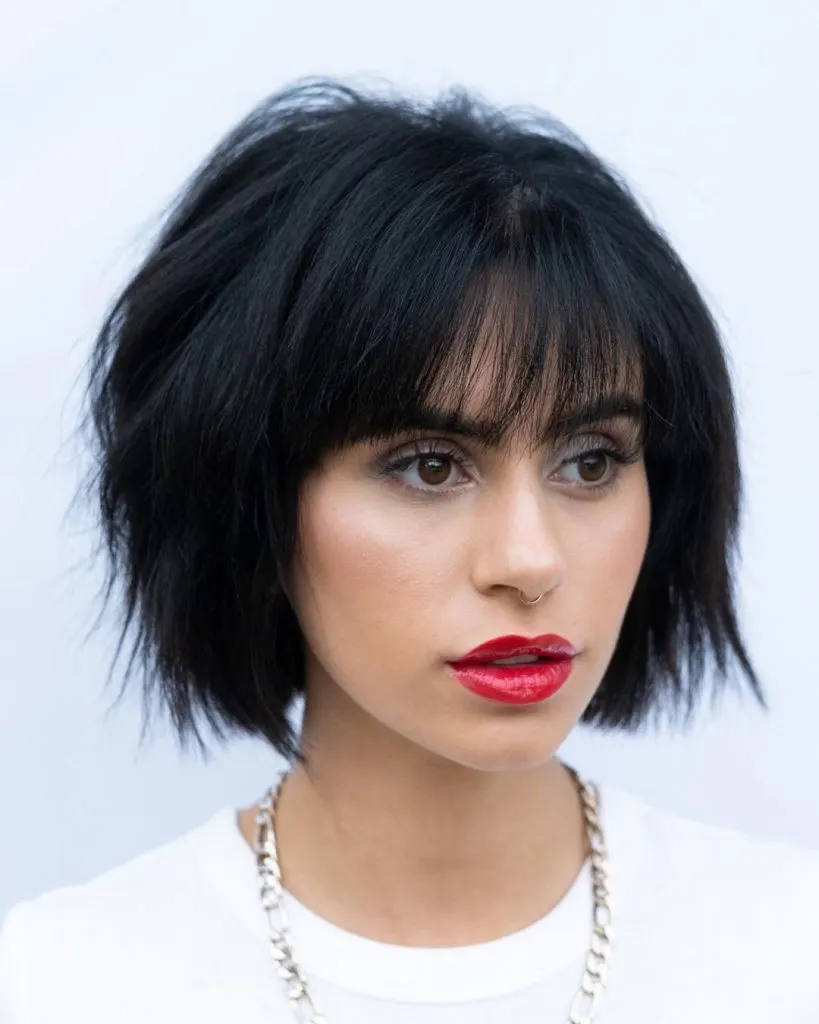 jaw length blunt bob with bangs