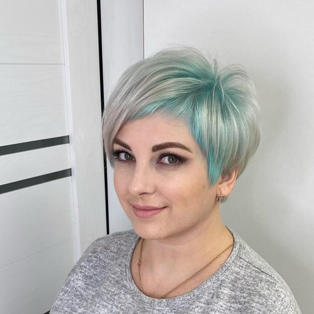 multicolored pixie with bangs