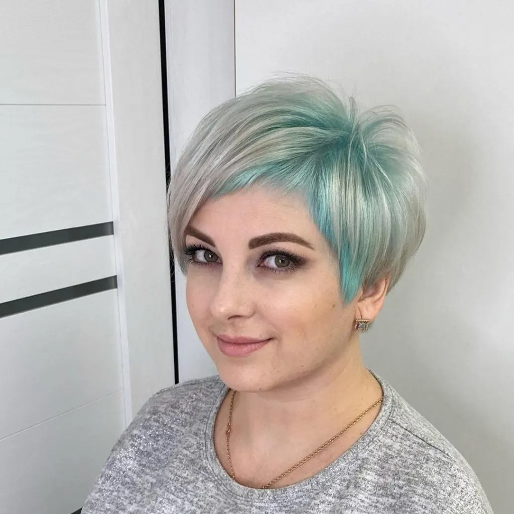 multicolored pixie with bangs