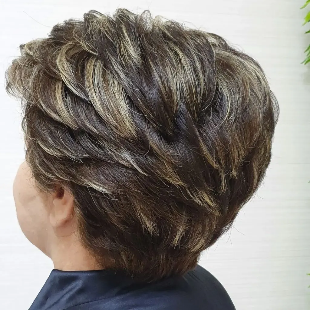pixie cut for women over 50 with highlights