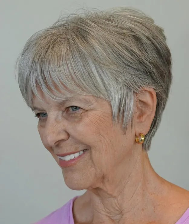 pixie cut for women over 60 with sideburns