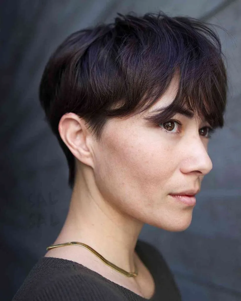 pixie cut with choppy bangs