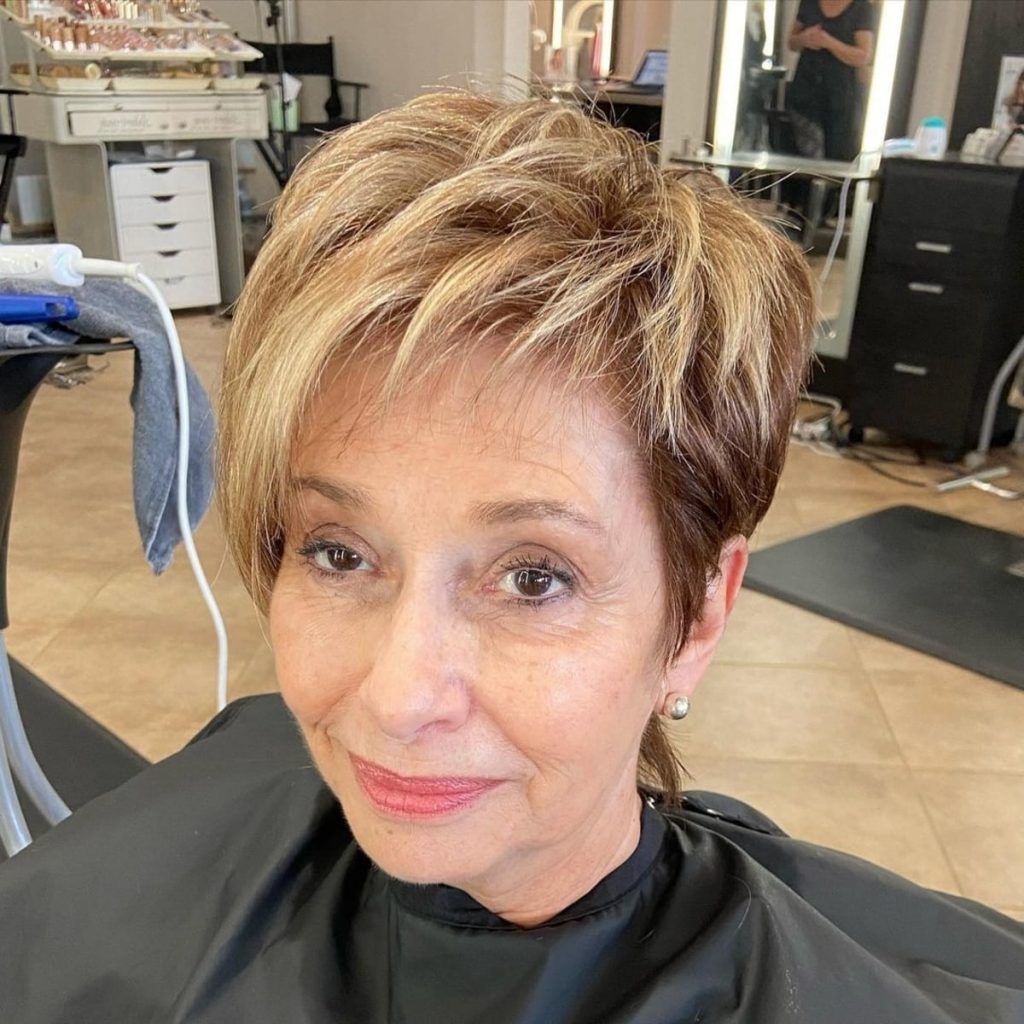 pixie cut with highlights for women over 60