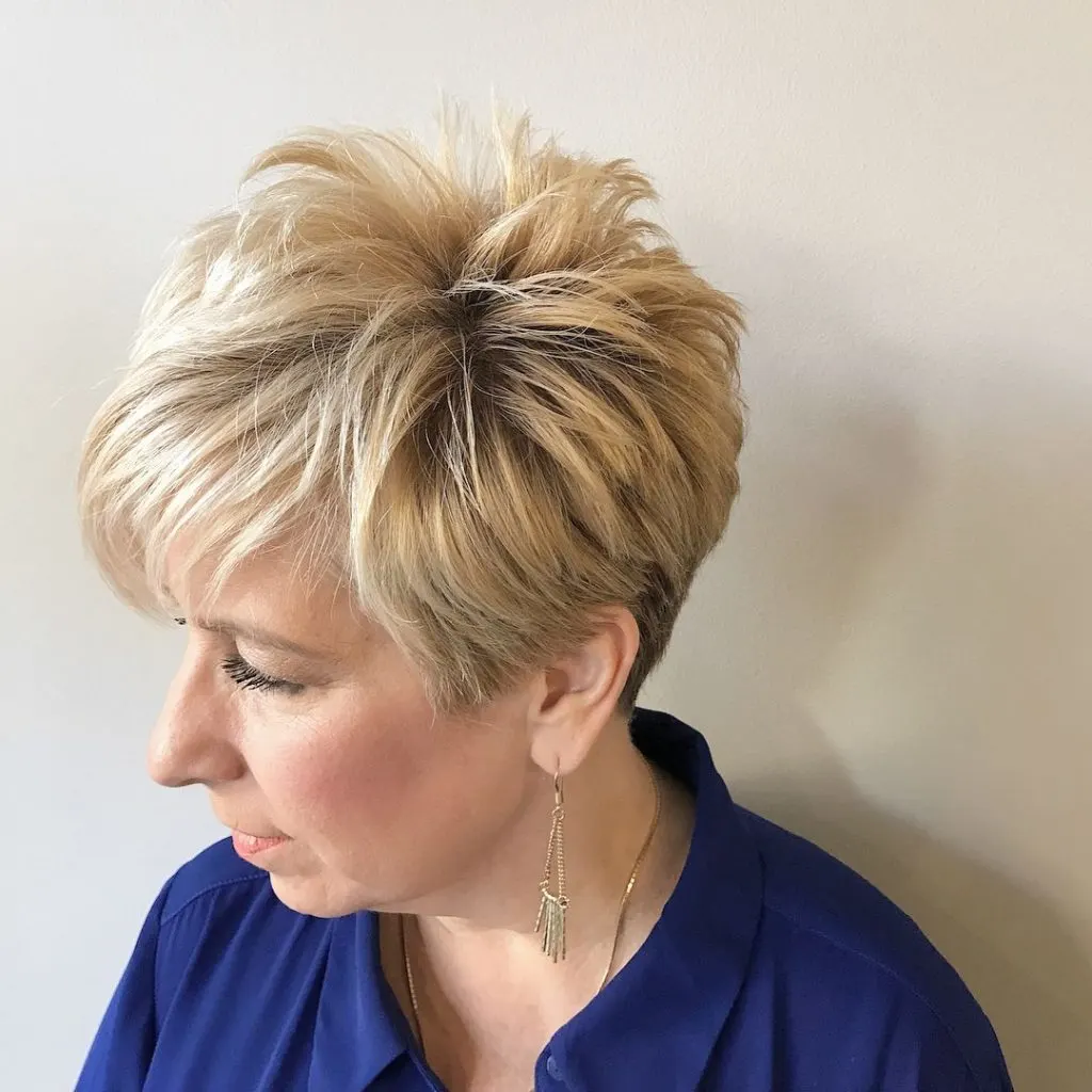 pixie cut with long bangs for women over 40