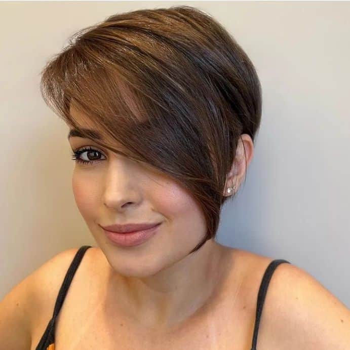 pixie cut with long bangs
