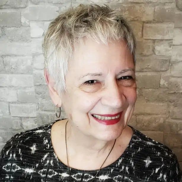 pixie cut with longer sides for women over 60
