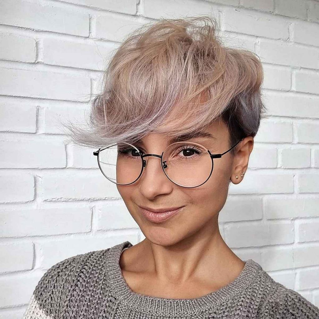 pixie with long textured bangs