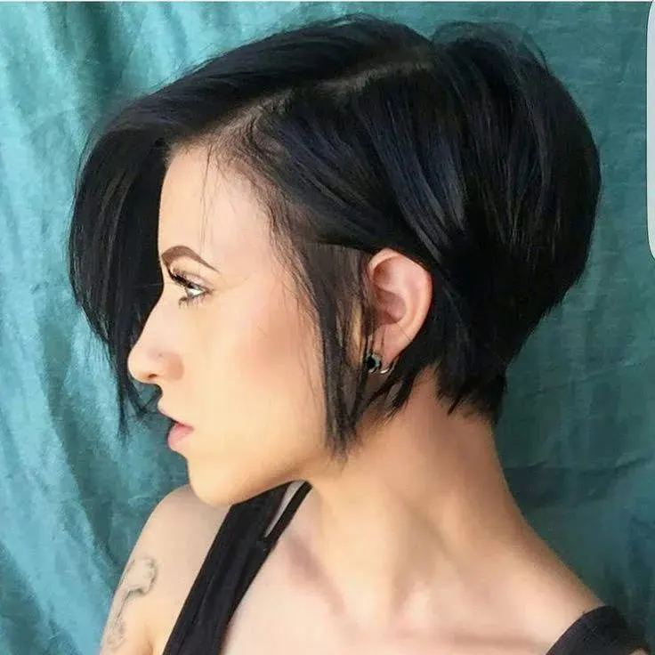 stacked bob with bangs