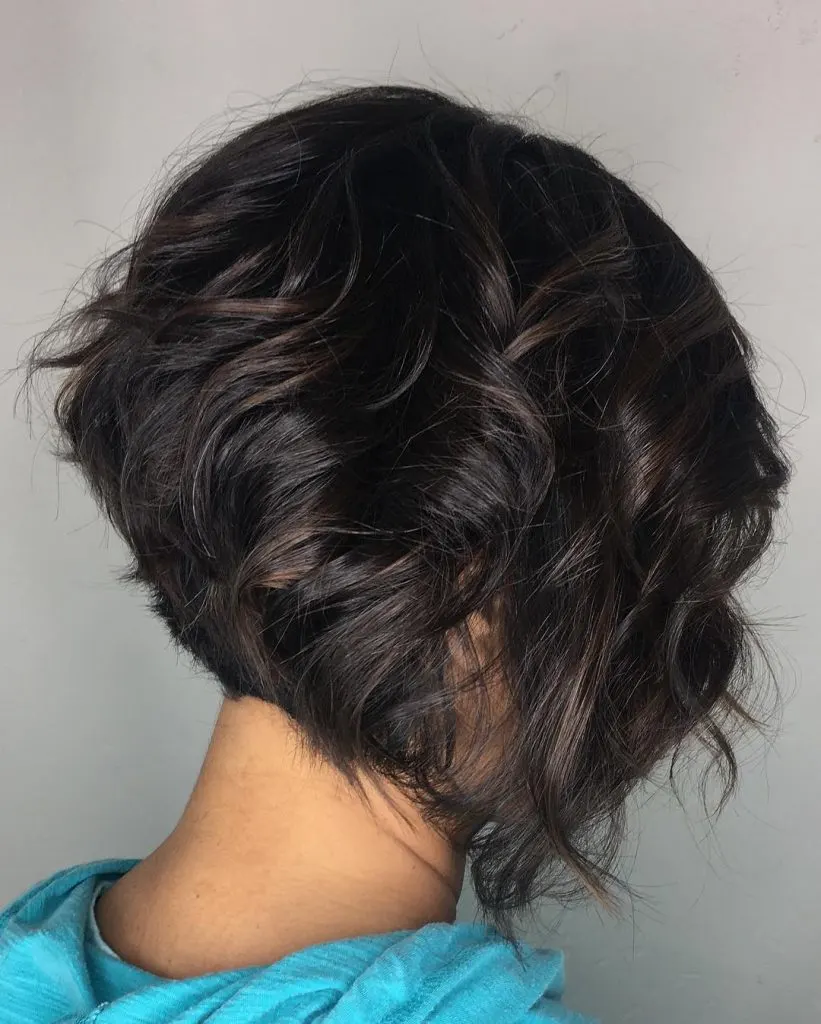 stacked curly bob