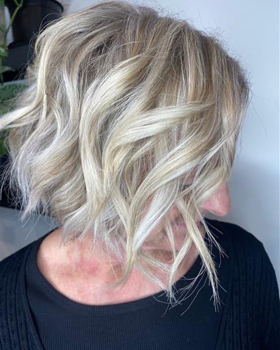tousled waves blonde bob hairstyle