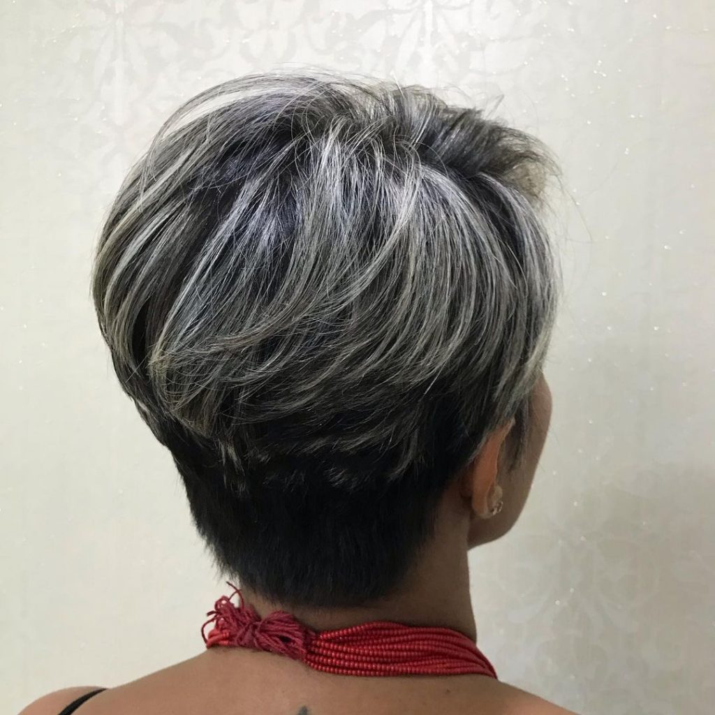 two-colored pixie cut for older ladies
