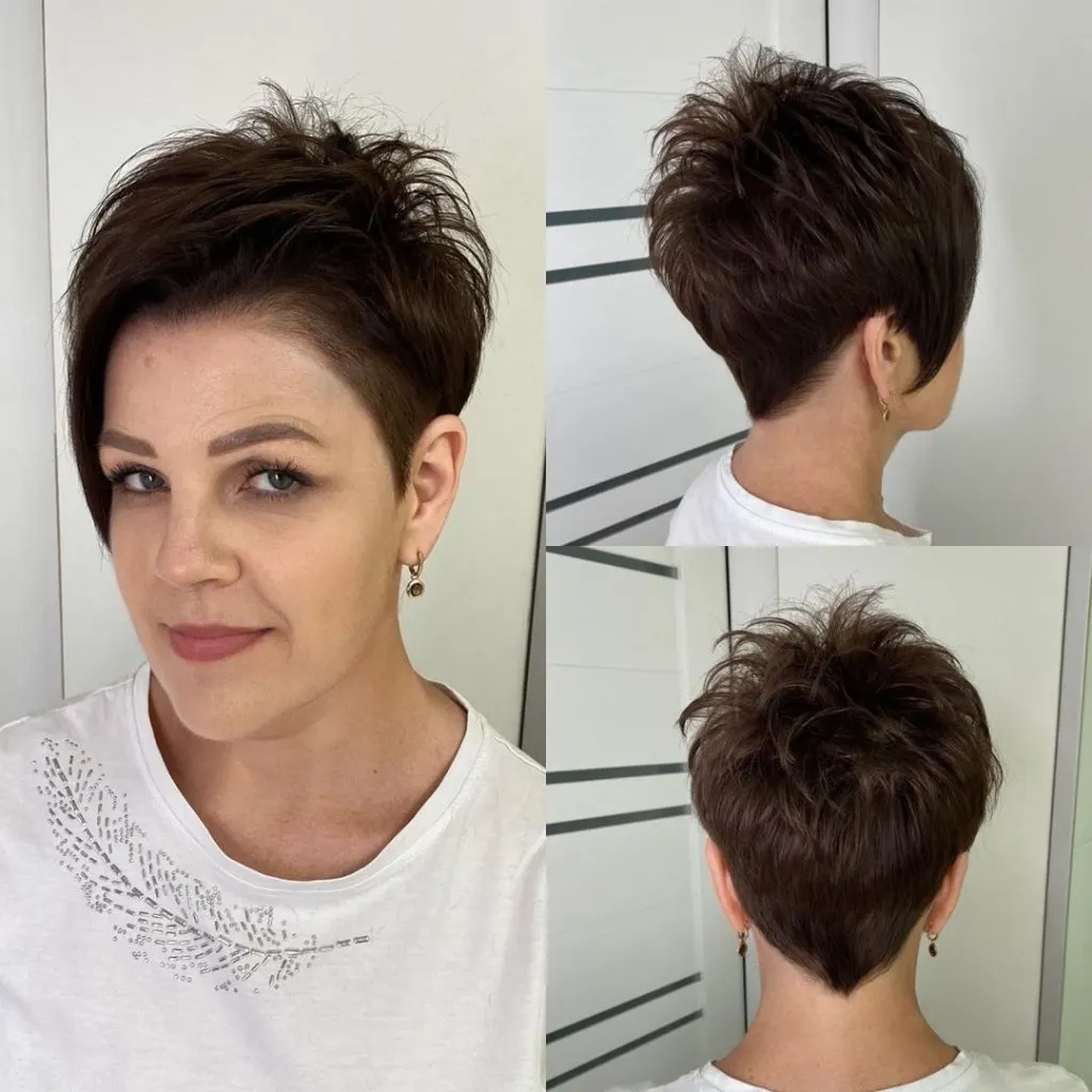 brunette pixie cut for oval face