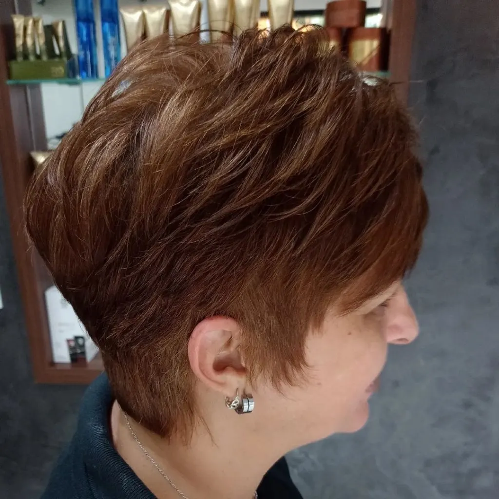 copper brown pixie cut for round face