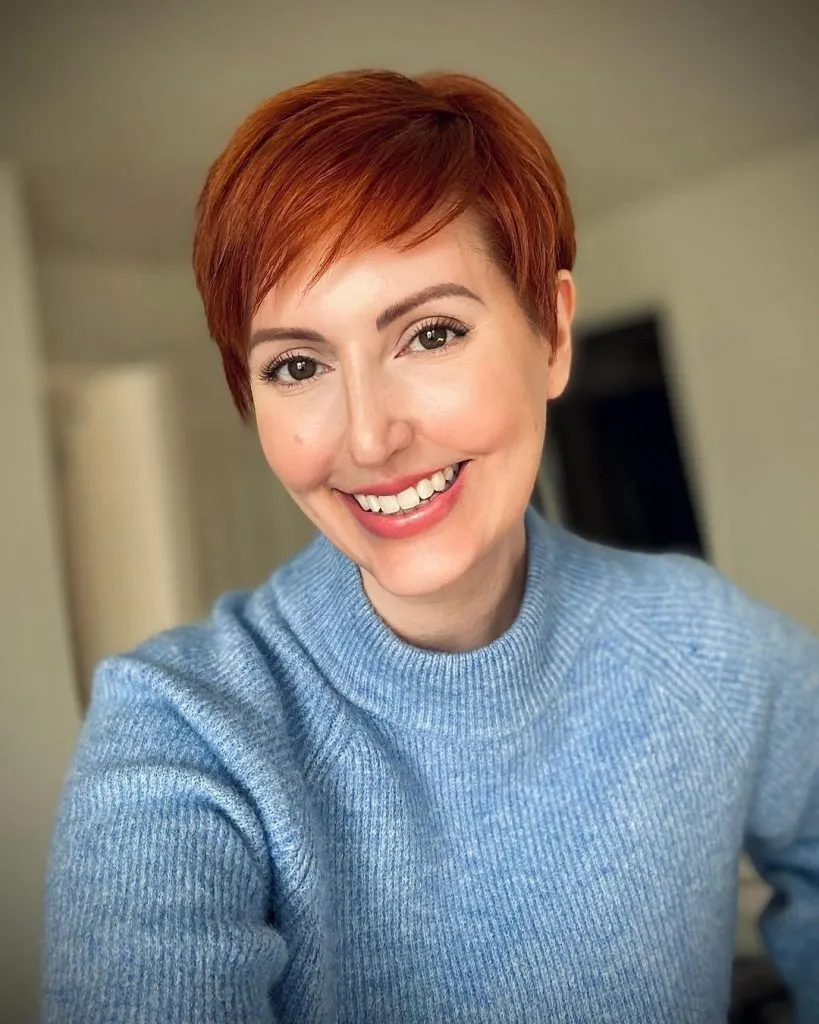 copper pixie cut for oval face