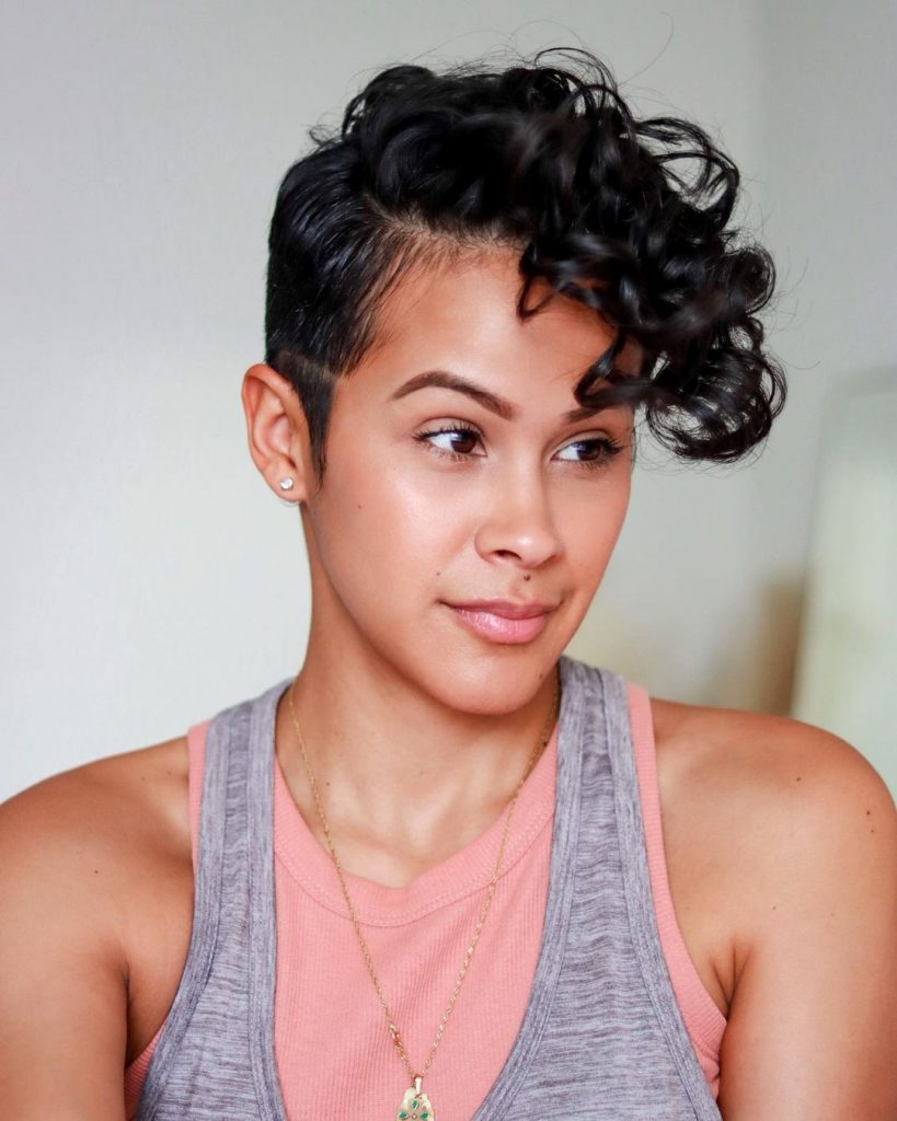 curly pixie cut with extra short sides