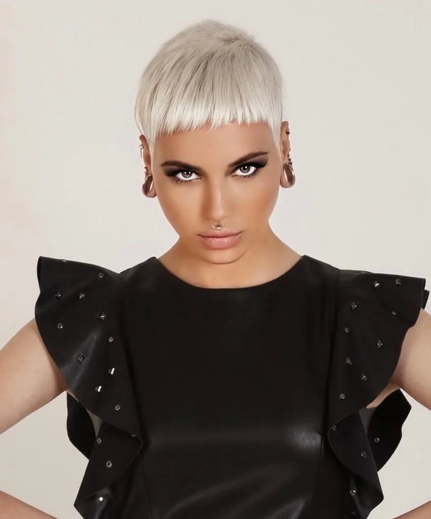 edgy blonde pixie cut for thin hair