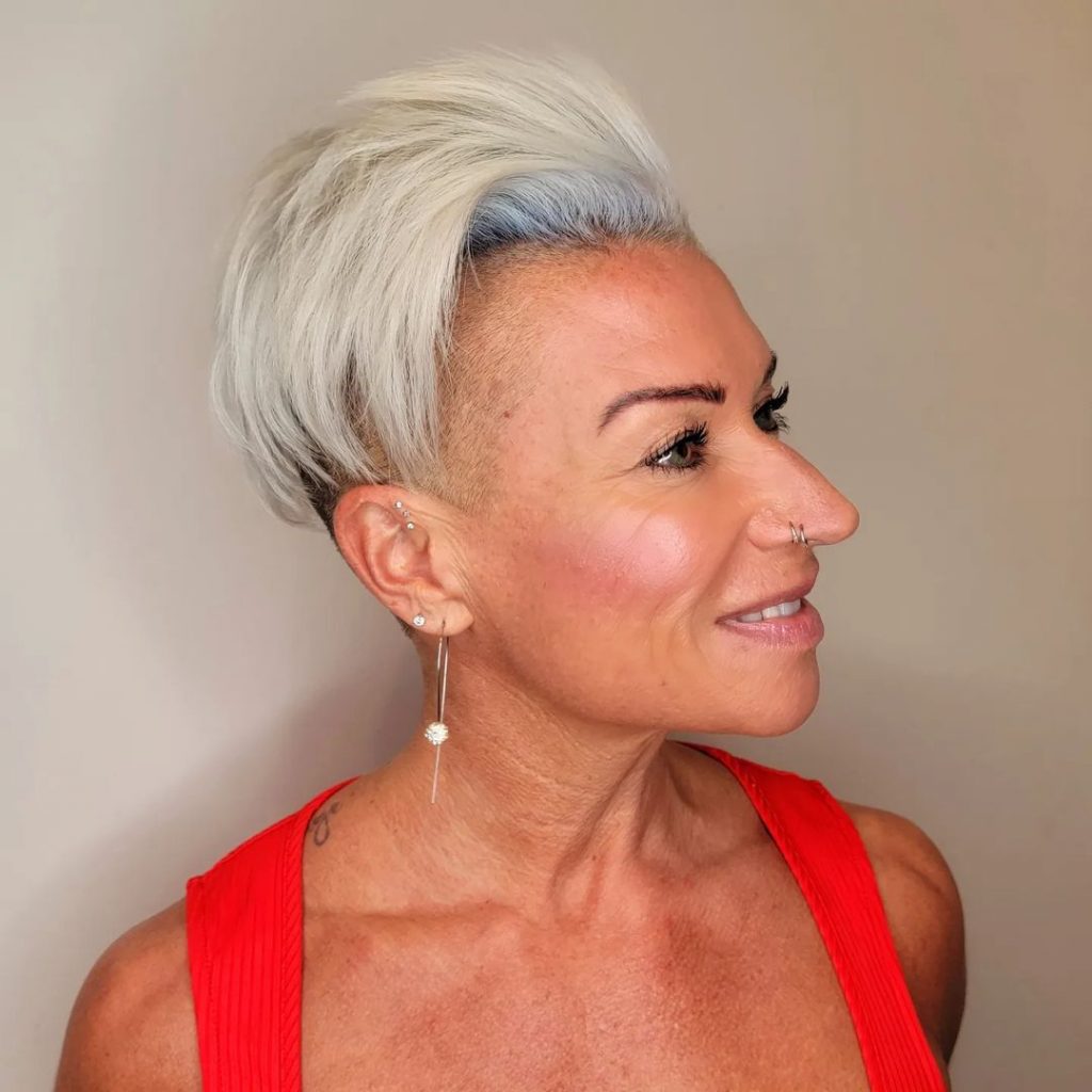 funky blonde pixie with shaved sides