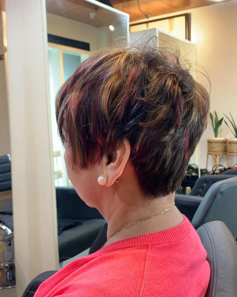 funky colored pixie cut for older ladies