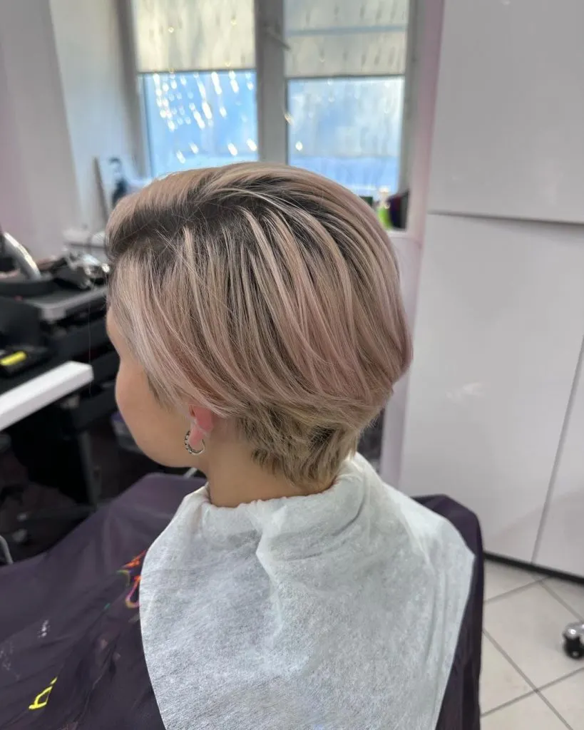 long blonde pixie cut for round face