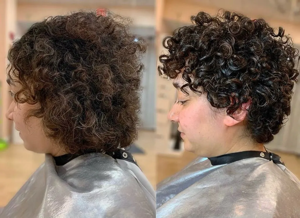 messy low maintenance curly pixie cut