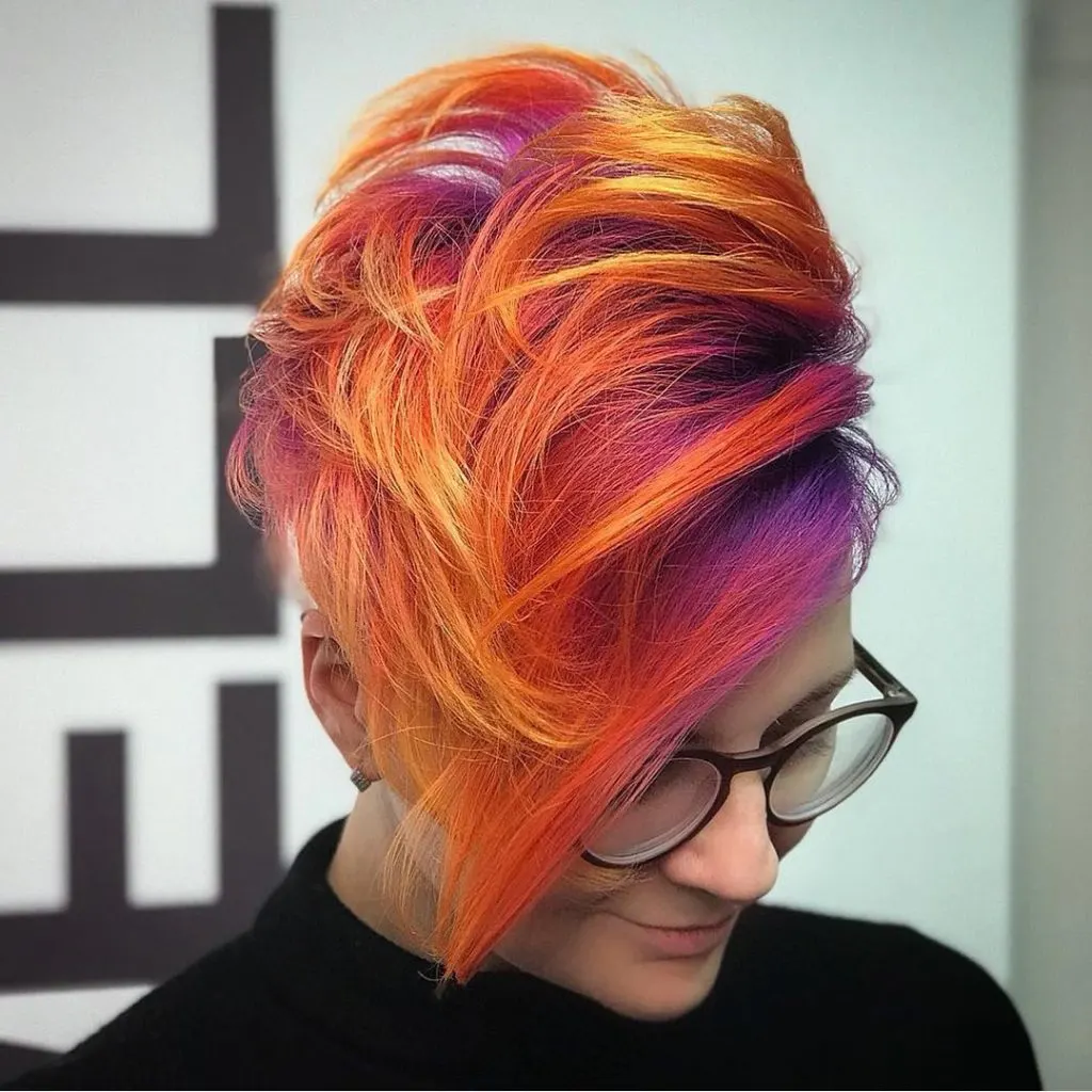 multicolored pixie cut