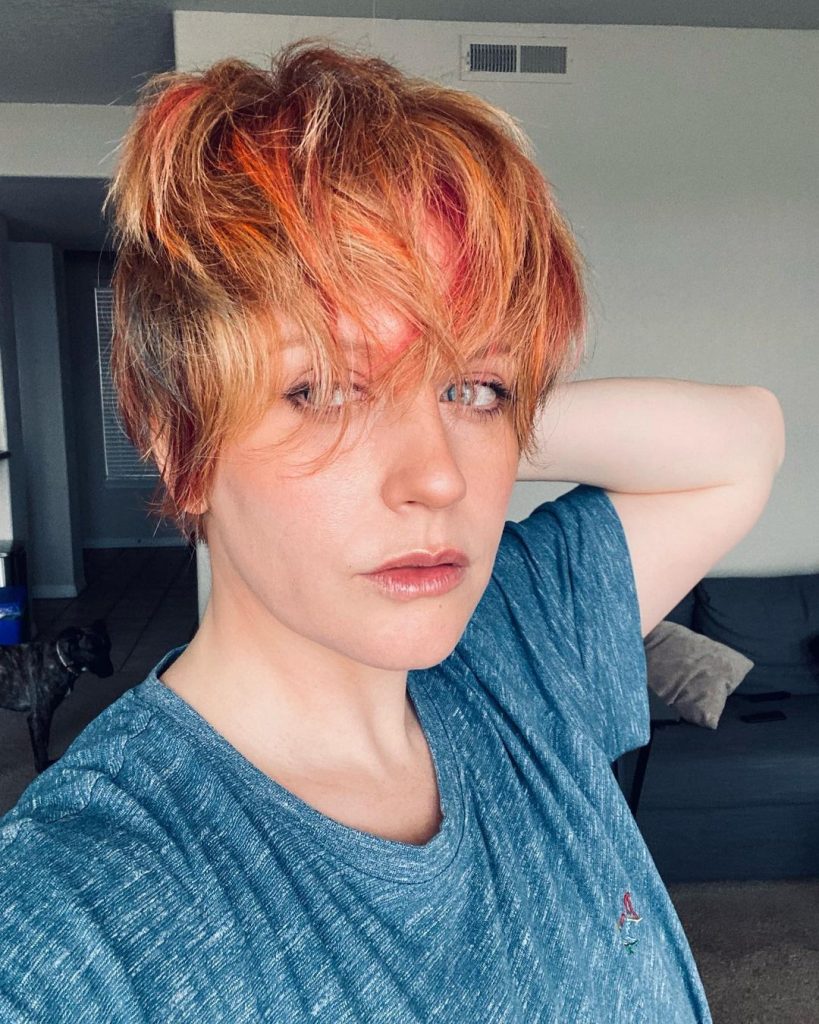 multicolored pixie cut for thick hair