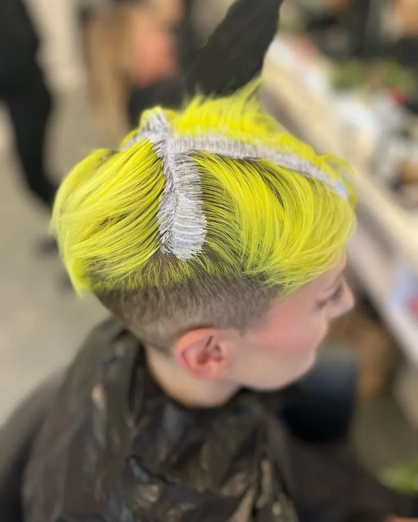 neon yellow pixie cut