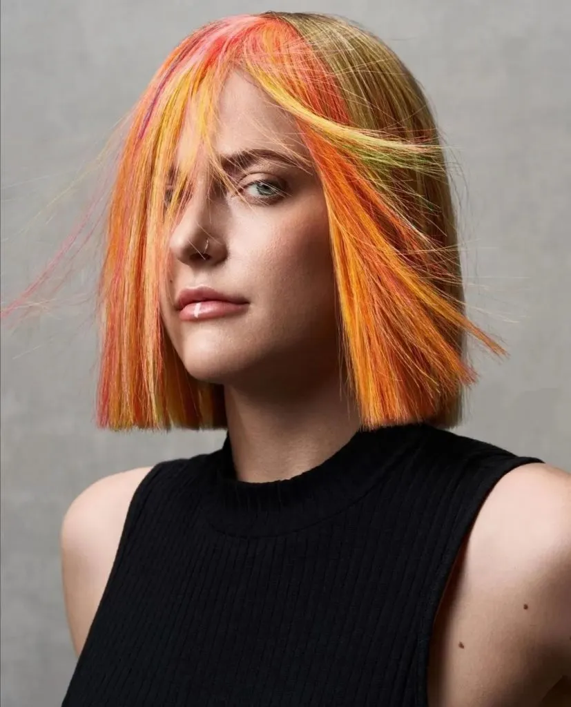 one-length bob with long wispy bangs