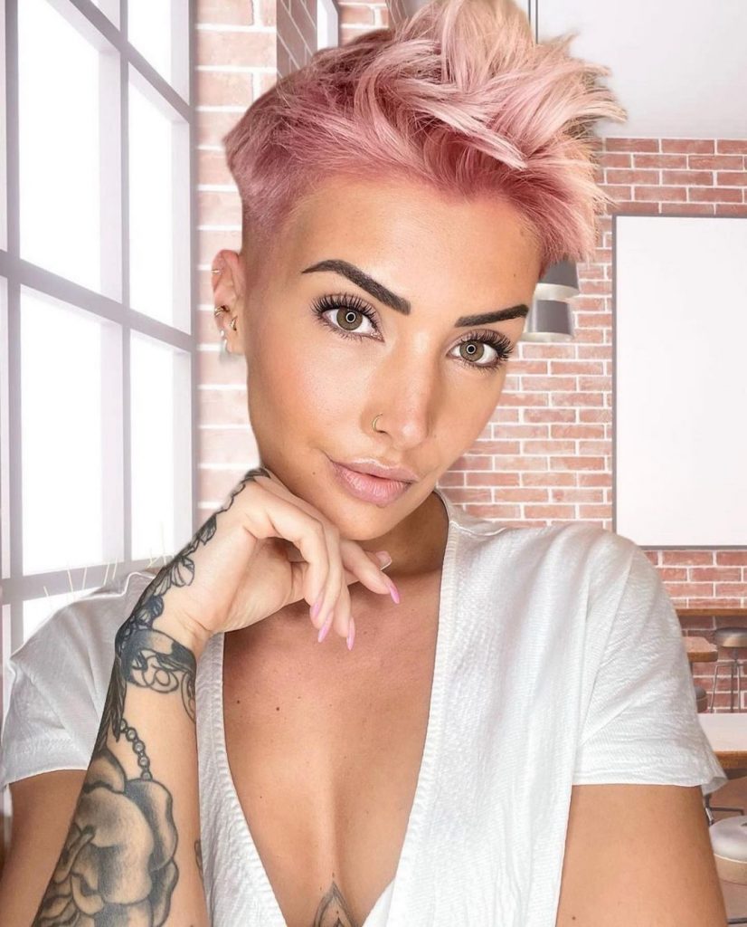 pink spiky pixie cut for thick hair