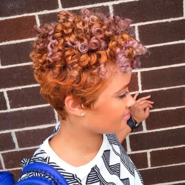 pixie cut with colored curls
