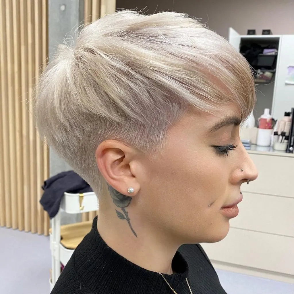 platinum blonde short pixie for thick hair