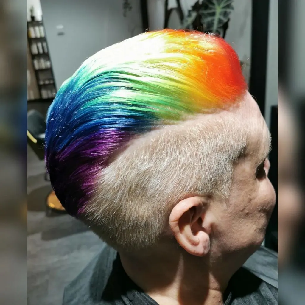 rainbow pixie with gray undercut