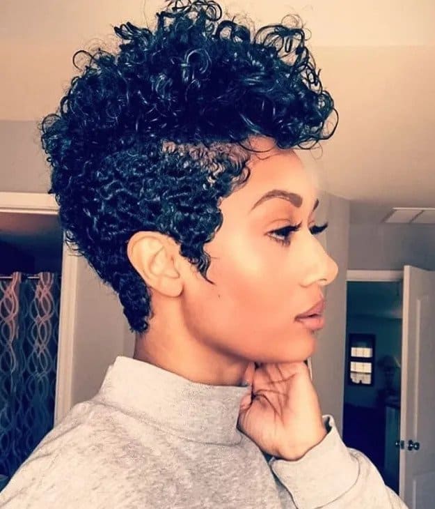 shaggy layered curly pixie cut