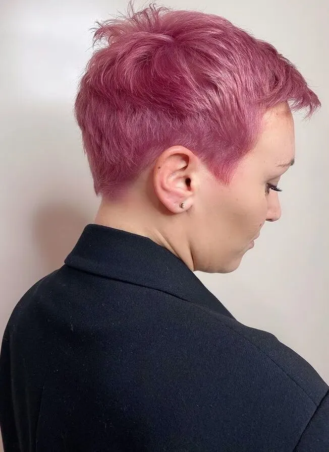short pink pixie cut