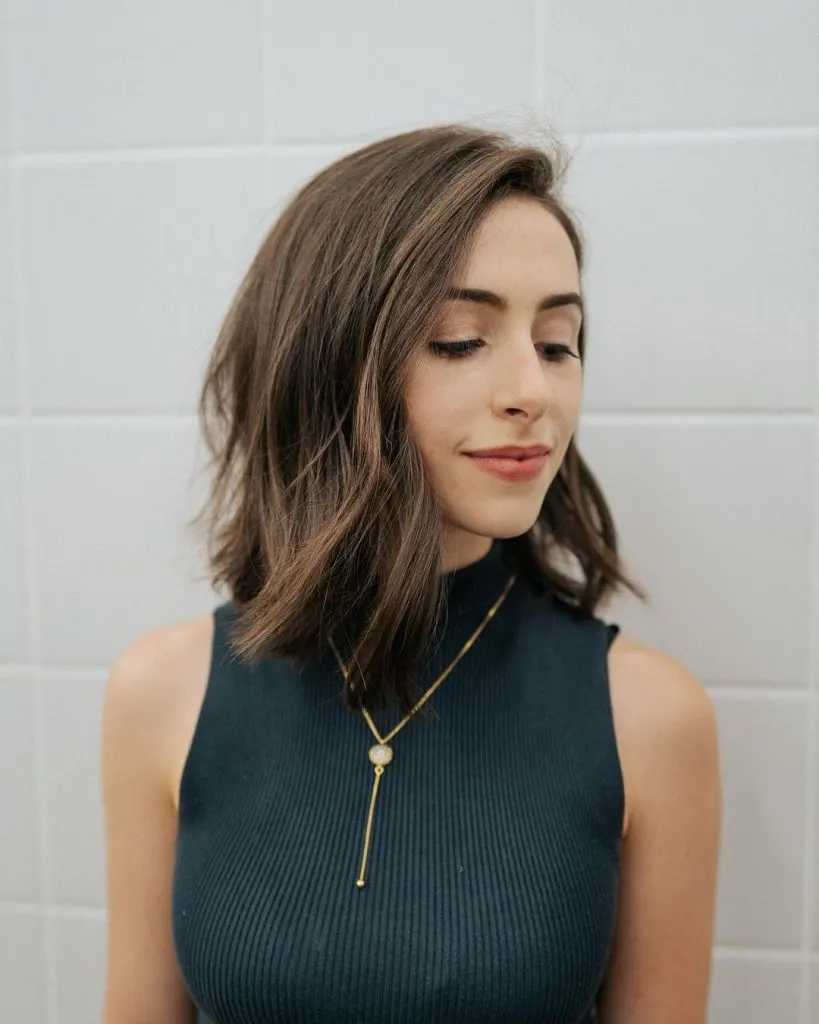 textured lob with side part