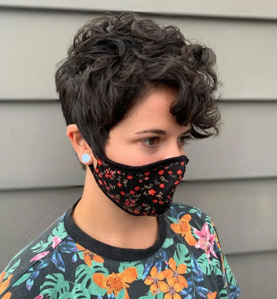 thick hair low maintenance curly pixie cut