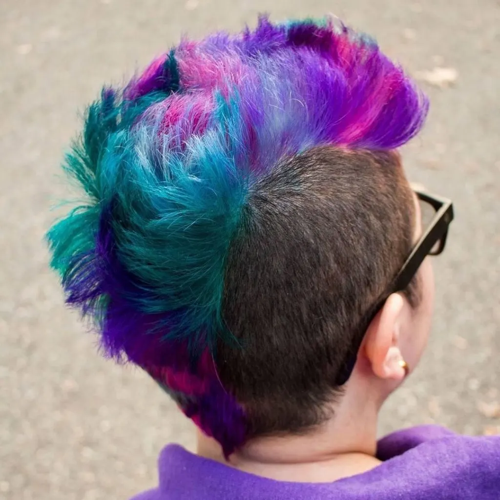 vibrant mohawk pixie cut
