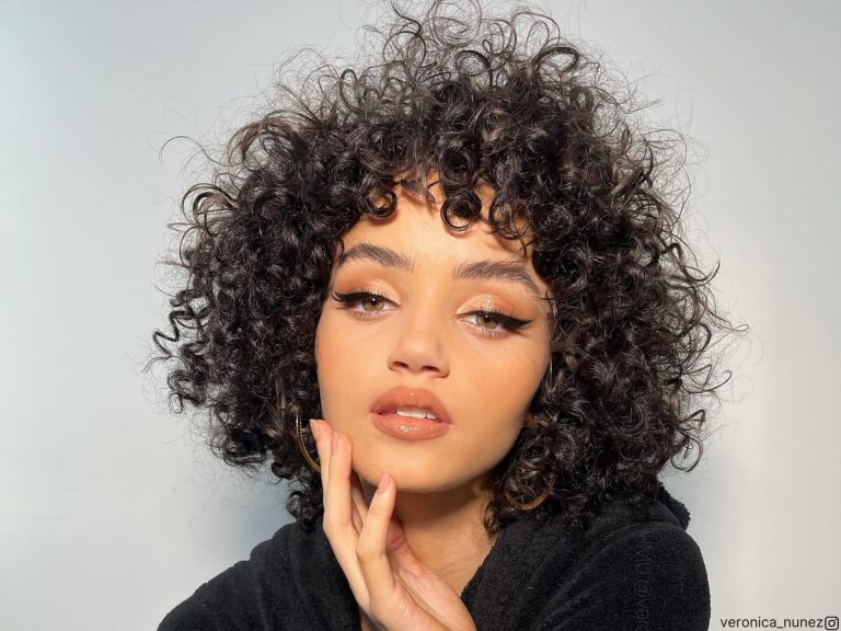 short curly hair with bangs