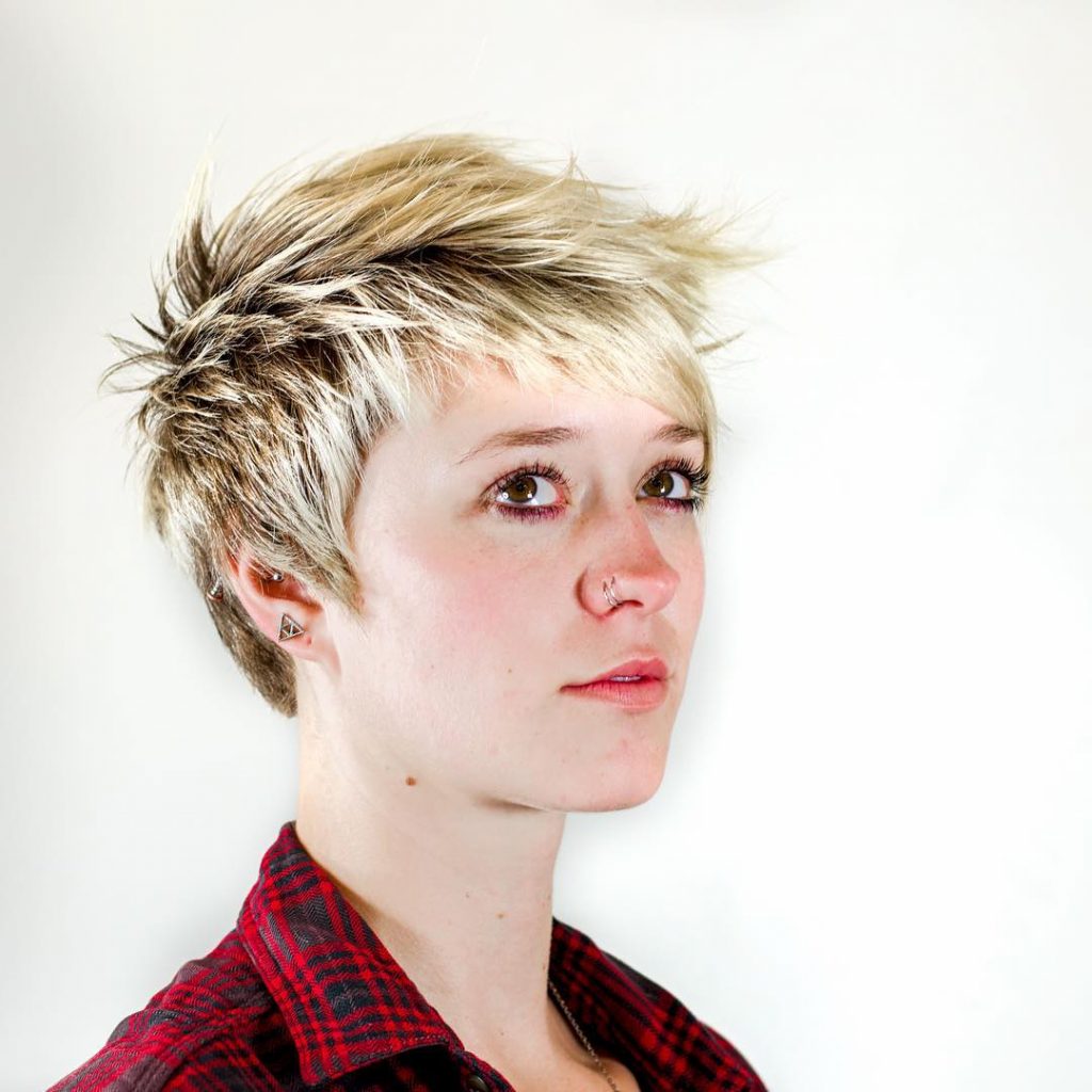 androgynous choppy pixie cut for thick hair